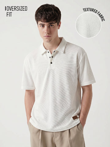 Moon Crust Oversized Polo T-Shirt - Off White