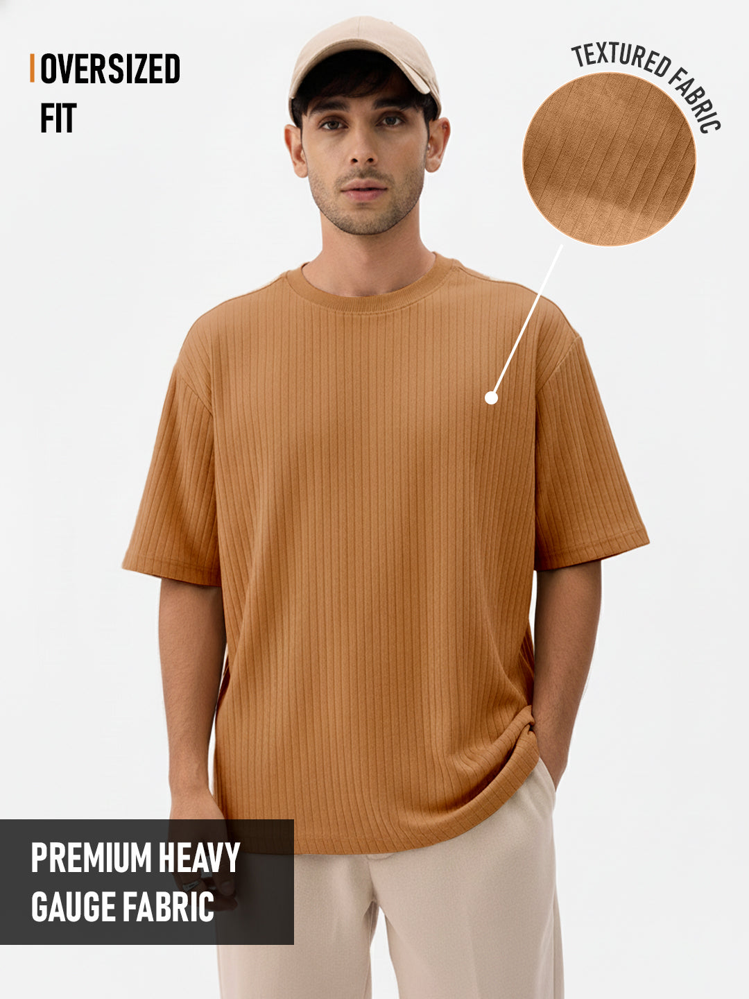 Sunday Sandstone Textured Oversized T-Shirt - Sandal