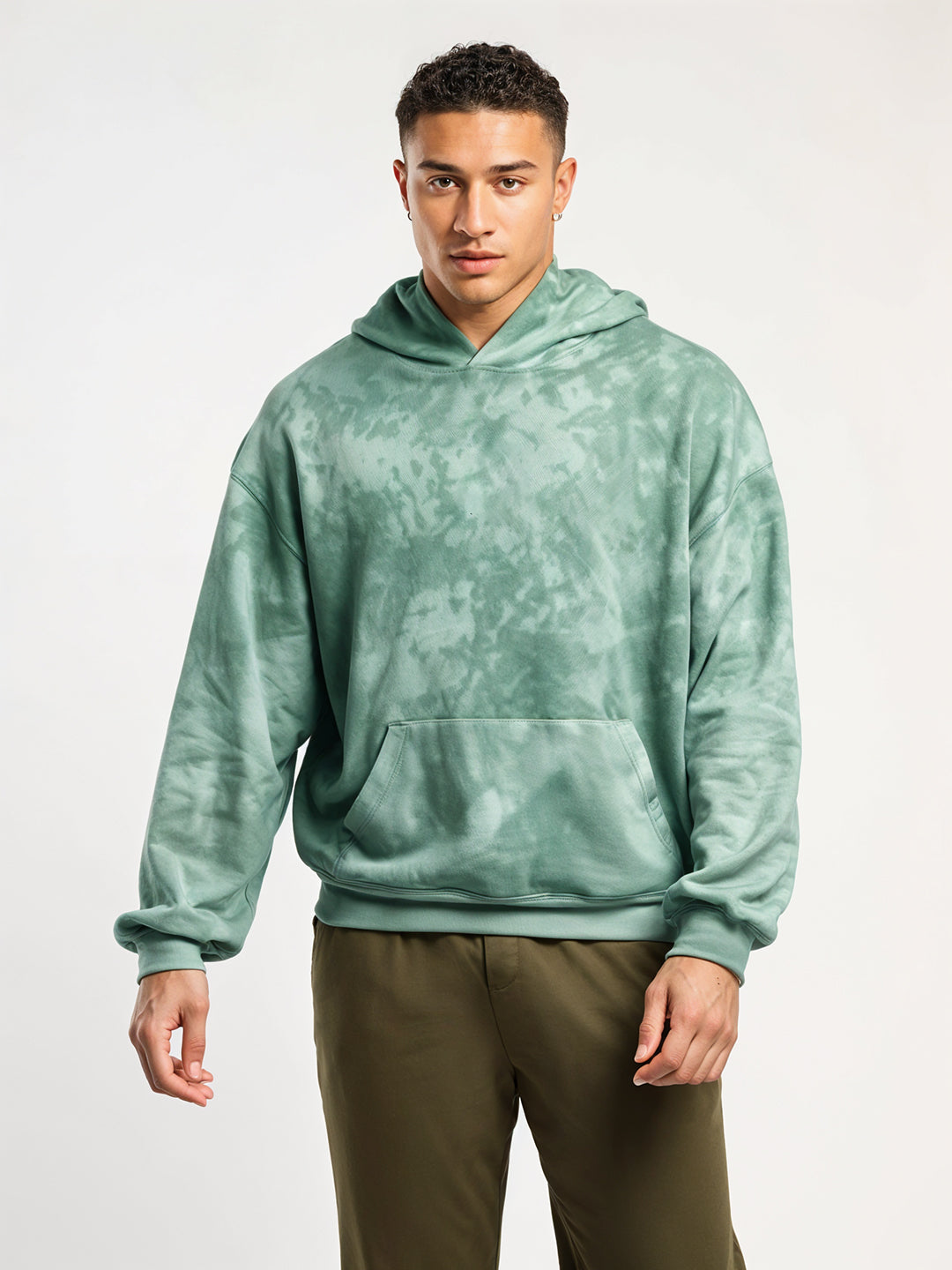 Manglo Green Tie Dye Oversized Hoodie