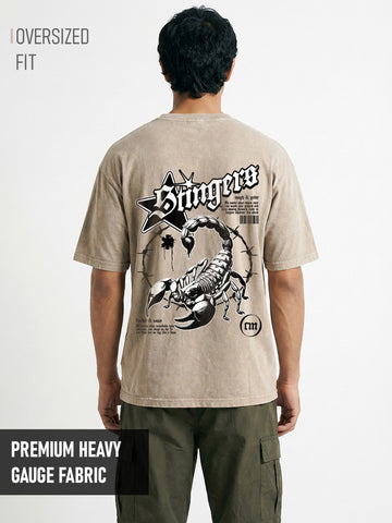 Stingers Acid Wash Oversized T-Shirt - Quick Sand