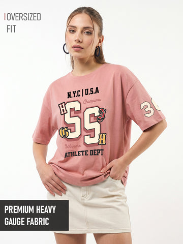 Nyc Club Women's Oversized T-Shirt - Coral Haze