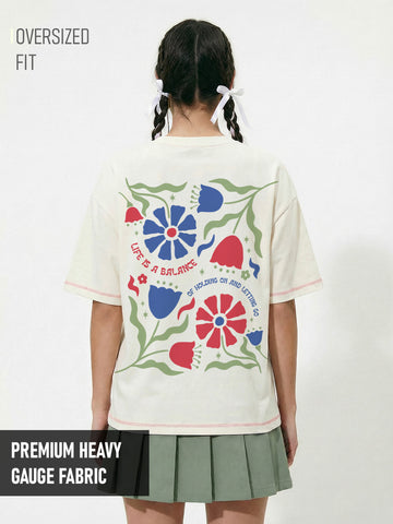 Balance Your Life Women Oversized T-Shirt - Multi Color