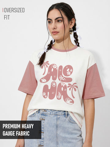 Island Soul Women's Oversized T-Shirt - Off White/Coral Haze