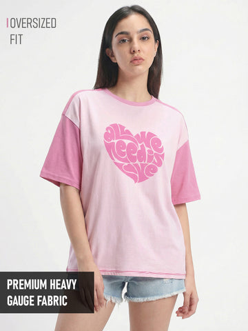 All We Need is Love Women Oversized T-Shirt - Multi Color