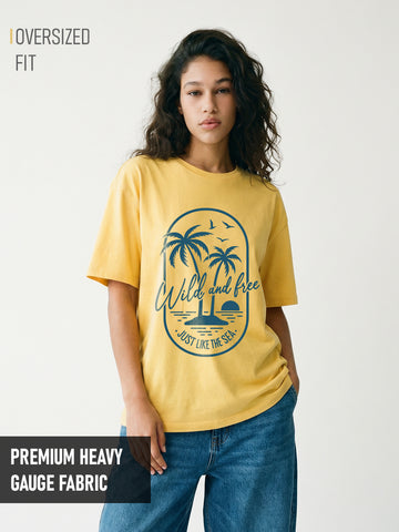 Wild and Free Women Oversized T-Shirt - Multi Color