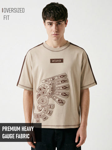 Untamed Oversized T-Shirt - Beige & Brown