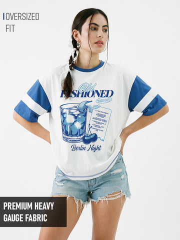 Old Fashioned Women's Oversized T-Shirt - White/Royal Blue