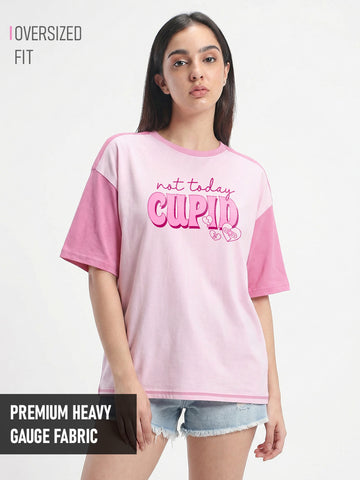 Not Today Cupid Women Oversized T-Shirt - Multi Color