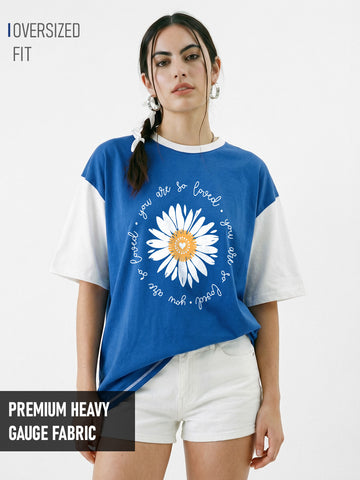 You are Loved Women's Oversized T-Shirt - White/Royal Blue