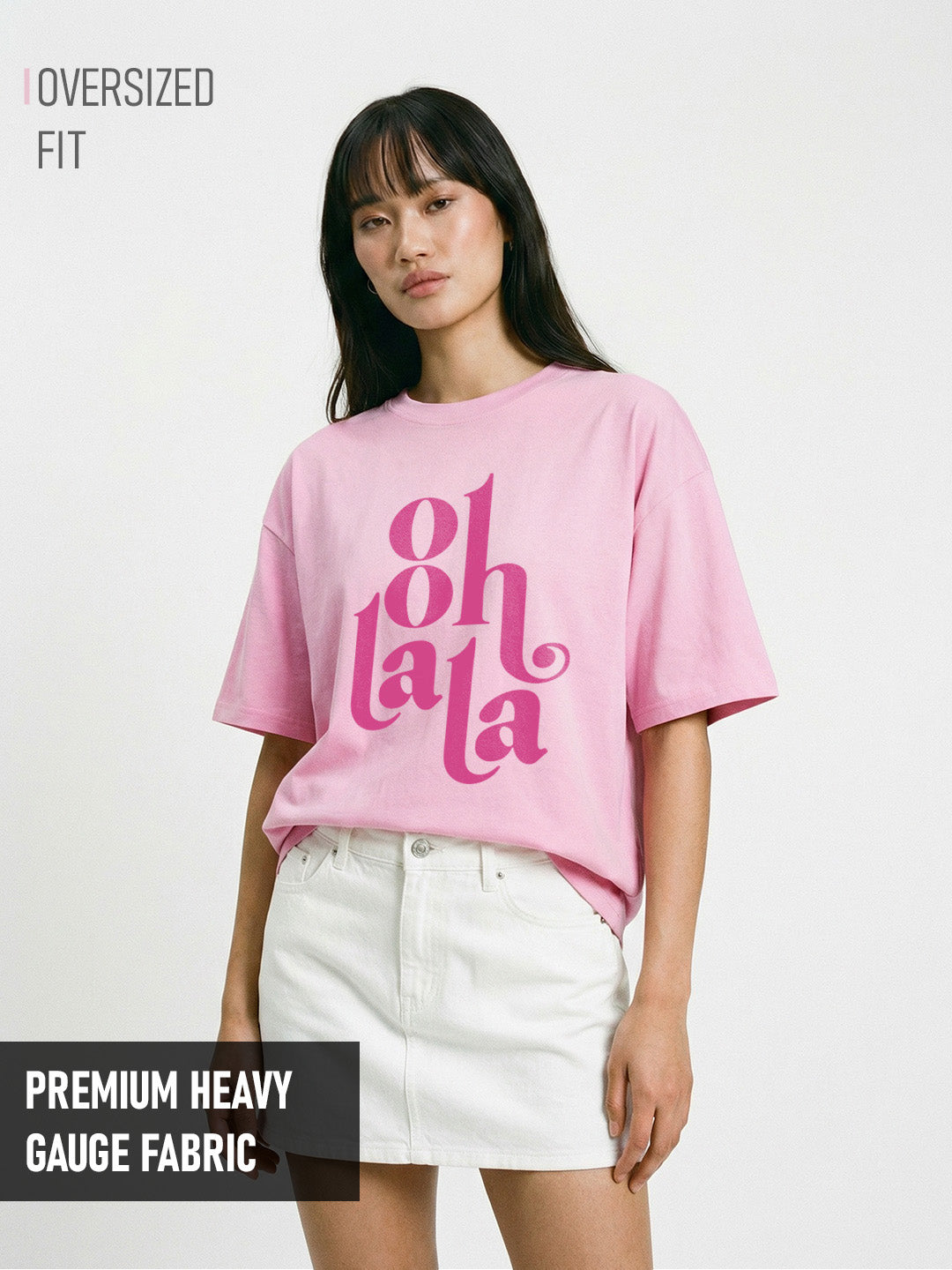 Ooh La La Women Oversized T-Shirt - Pink – Crazymonk