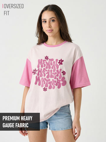 Mental Health Matters Women's Oversized T-Shirt - Light Pink/Pink