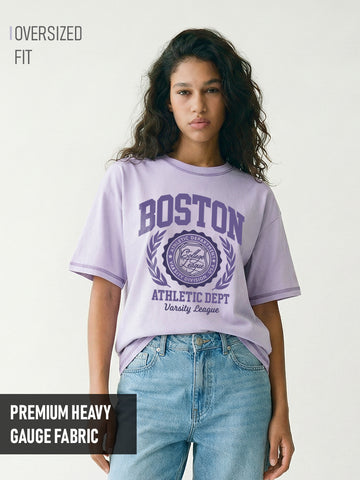 Boston Women Oversized T-Shirt - Lilac