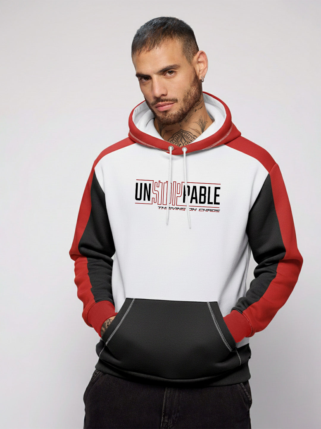 Unstoppable Oversized Hoodie - Red, white & Black