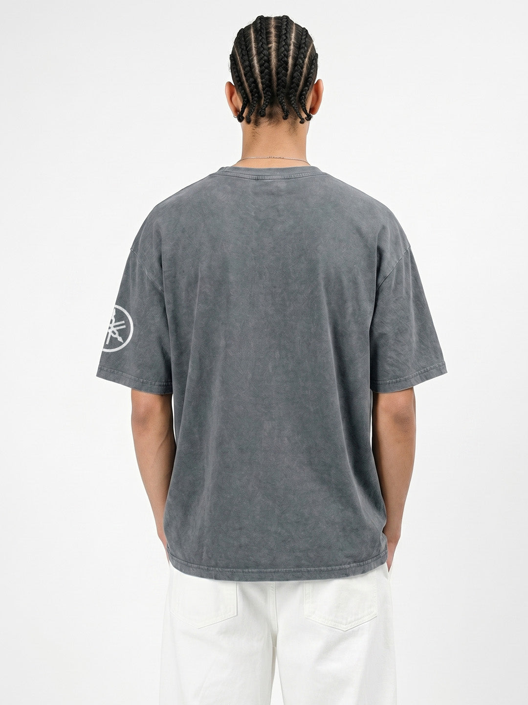 Yamaha Printed Acid Wash Oversized T-Shirt - Steel Grey