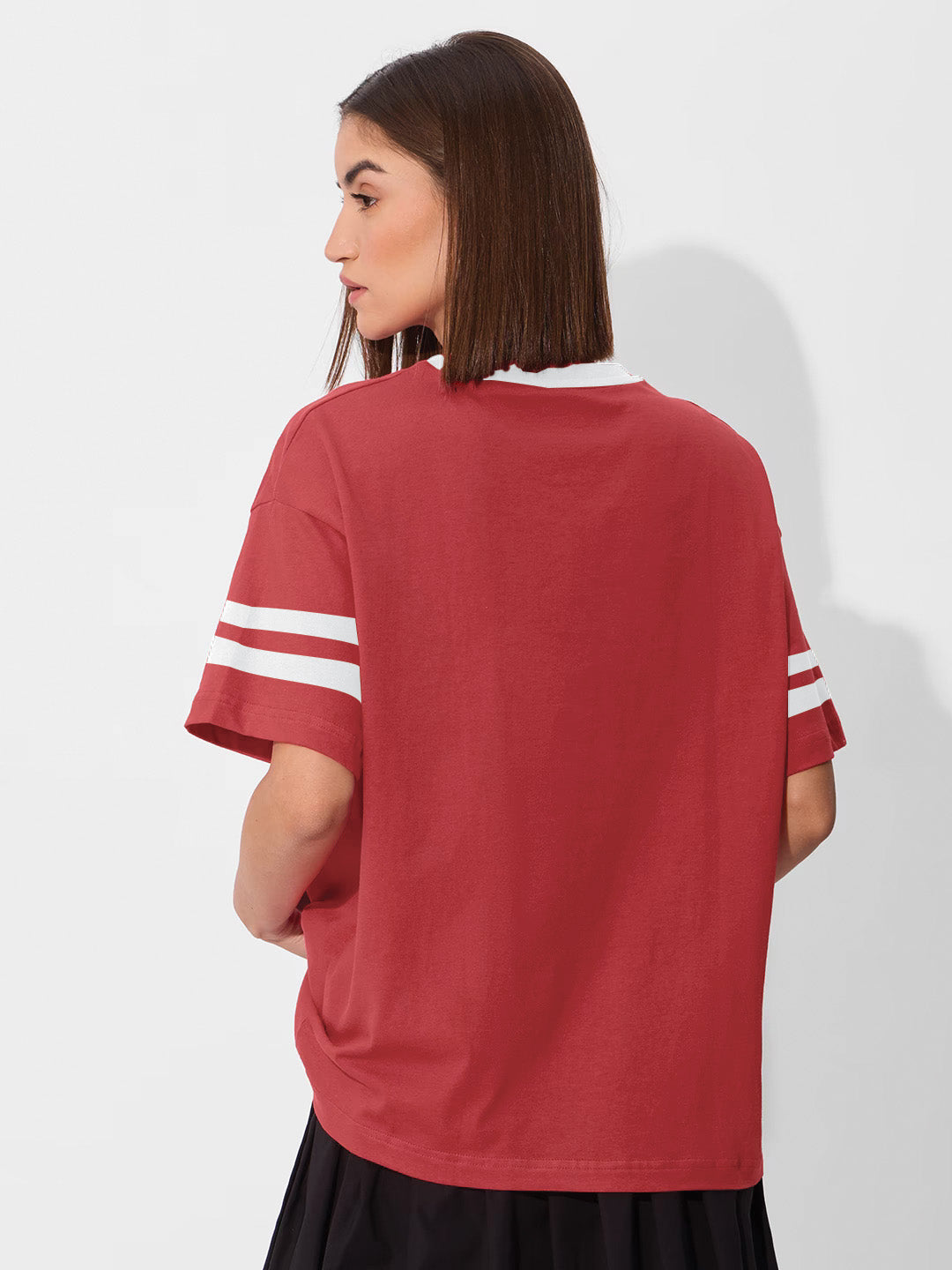 West Side Women Oversized T-Shirt - Red & White