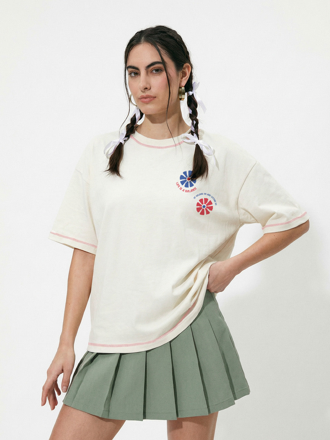 Balance Your Life Women Oversized T-Shirt - Multi Color