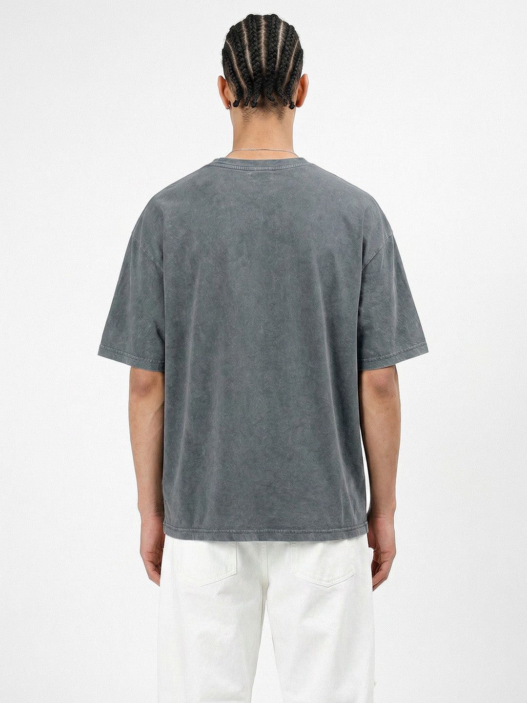 World Wide Acid Wash Oversized T-Shirt - Steel Grey