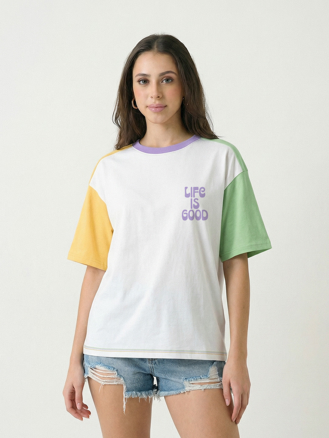 Life is Good  Women Oversized T-Shirt - Multi Color