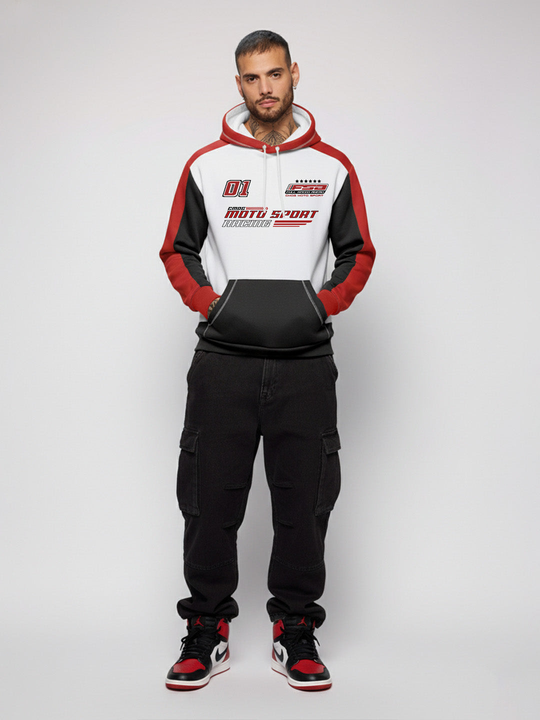 Motosport FSA Oversized Hoodie - Red, white & Black
