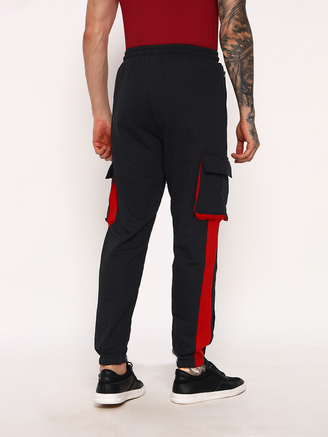 Unstoppable Oversized Cargo Joggers - Black & Red