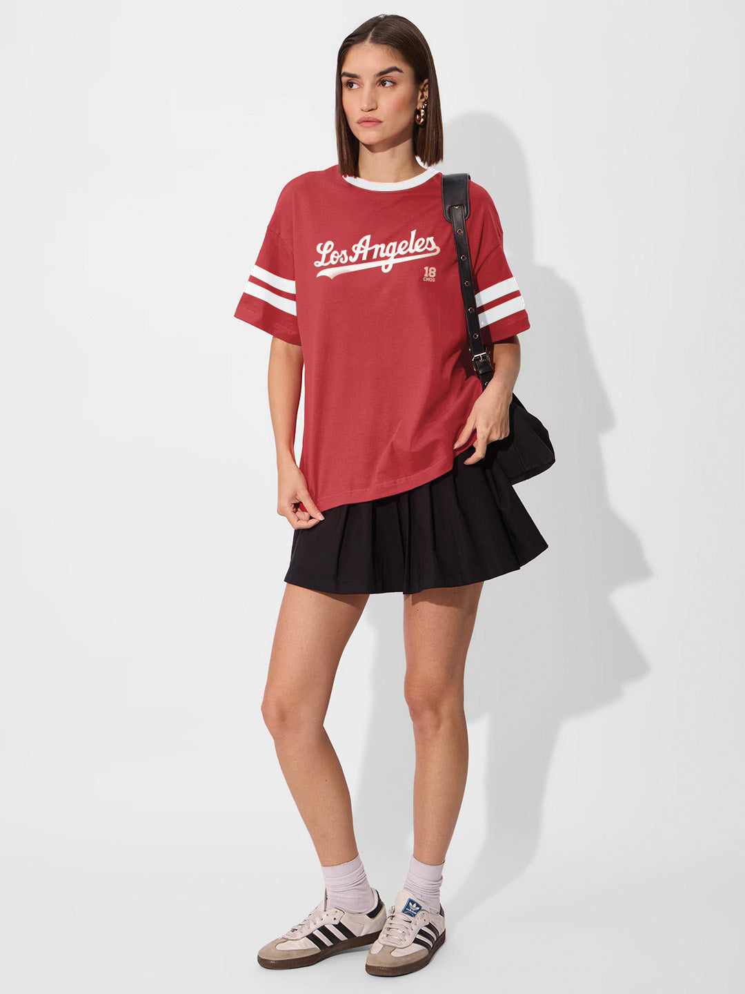 Los Angels 18 Women Oversized T-Shirt - Red & White
