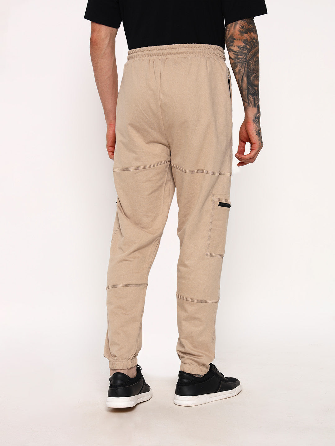 Hector Cuts Oversized Cargo Joggers - Beige