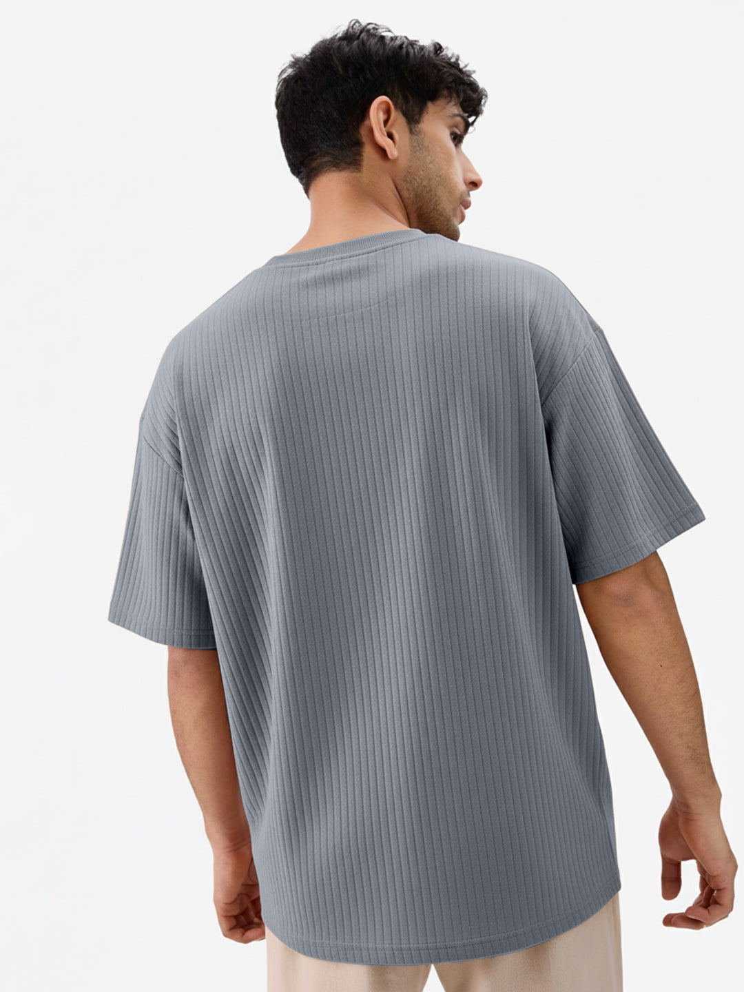 Grey Strides  Textured Oversized T-Shirt - Grey