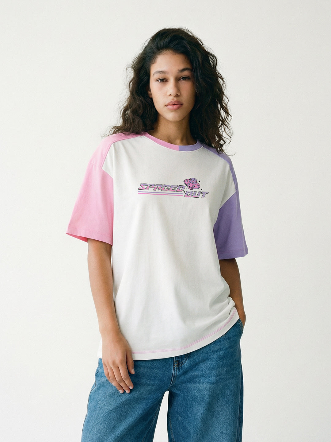 Space Out Women Oversized T-Shirt - Multi Color