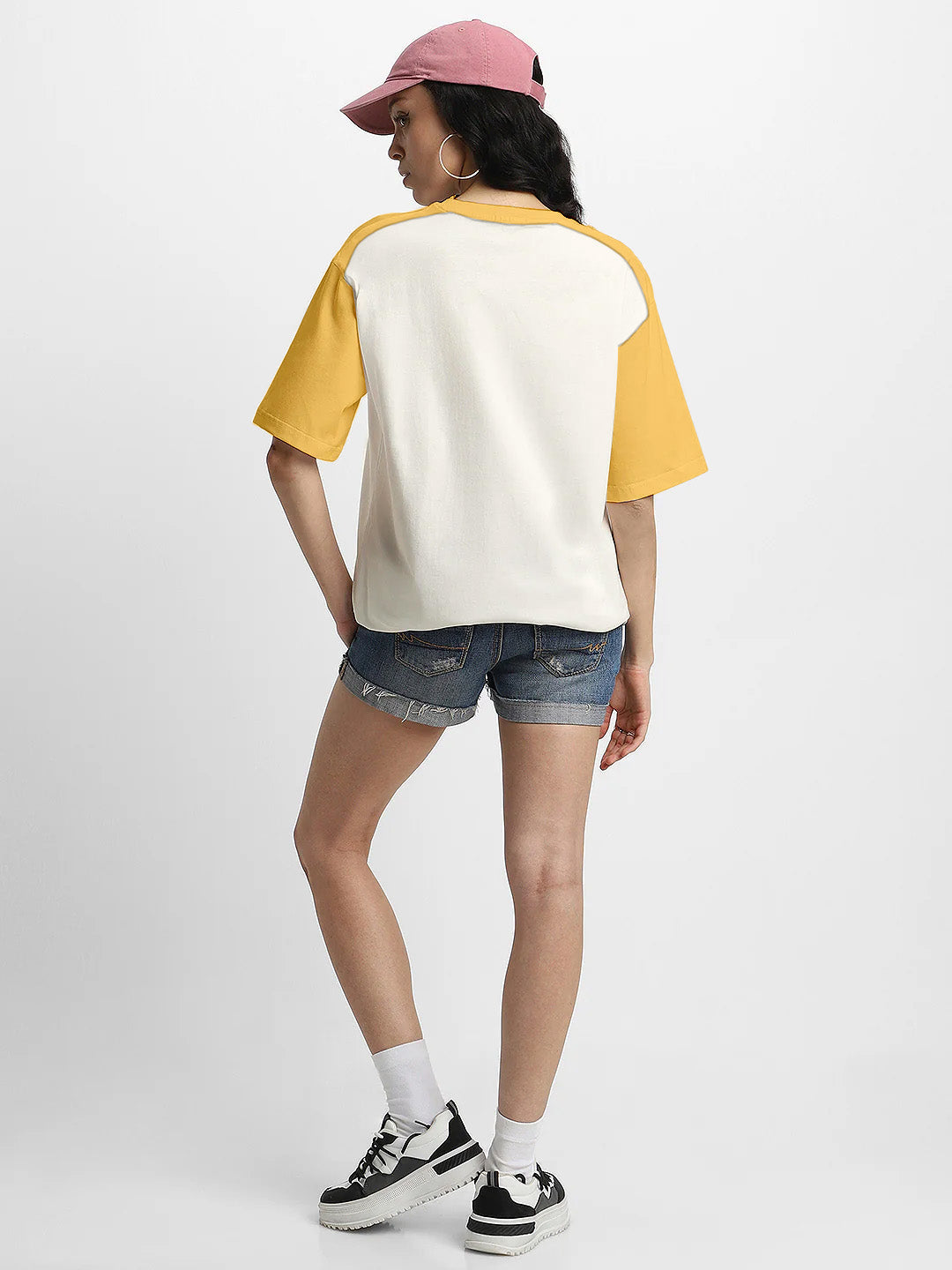 Good Times  Women Oversized T-Shirt - Off White & Yellow