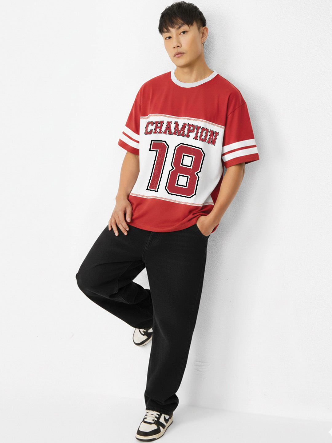 OG Champ 18 Oversized T-Shirt- Red & White – Crazymonk