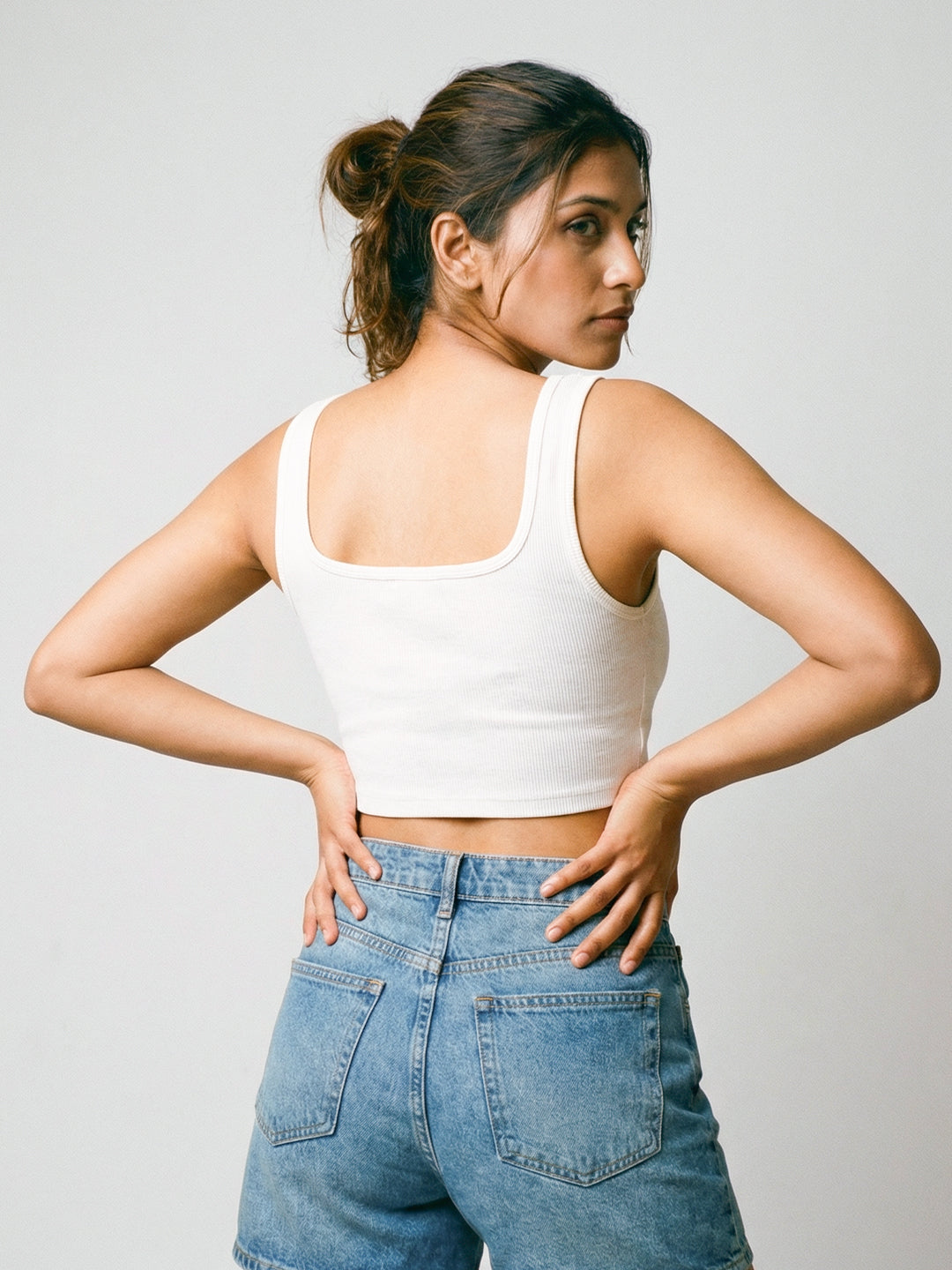 Women's Plain Crop Top - Moon White