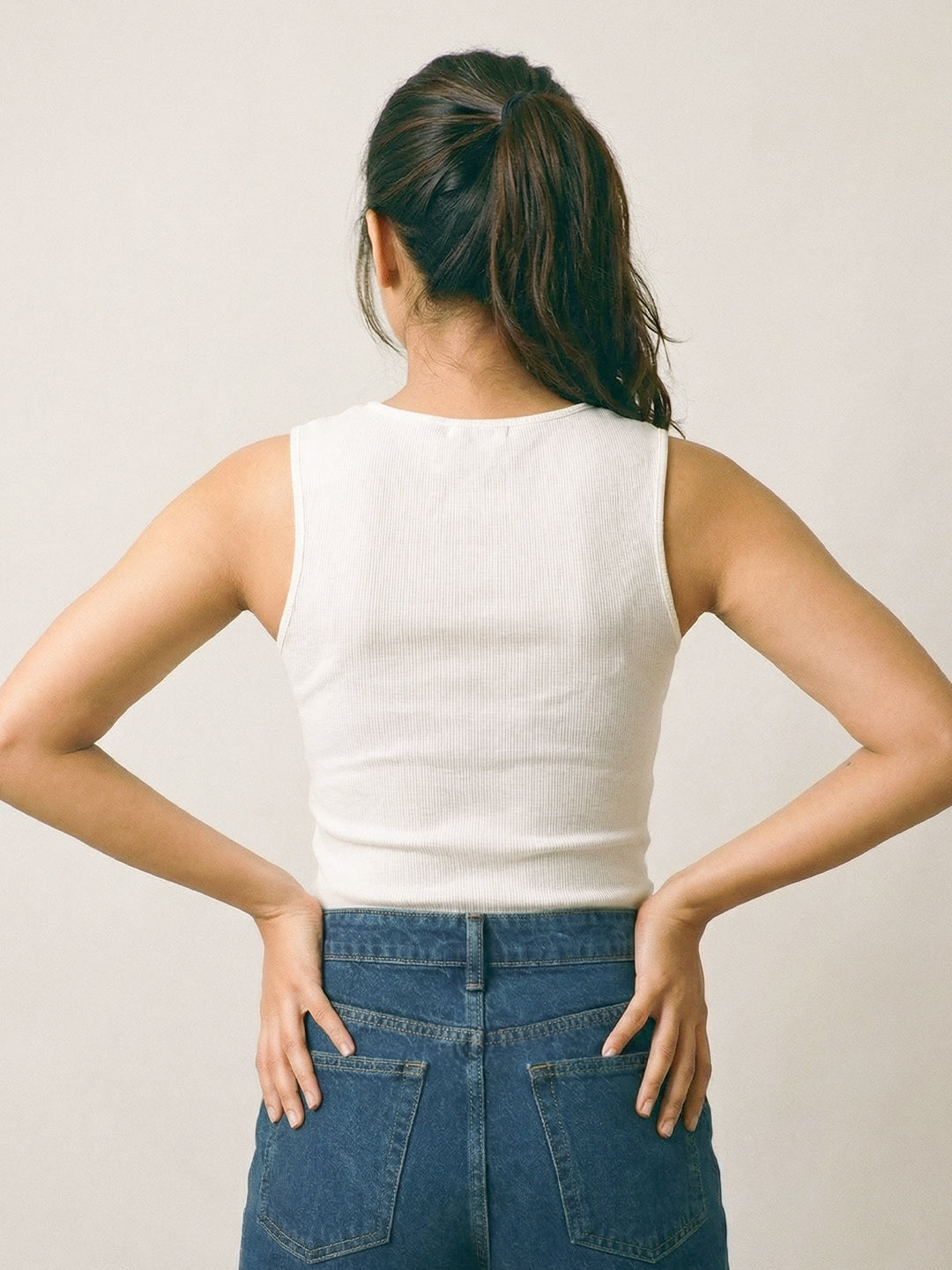 Women's Plain Tank Top - Moon White