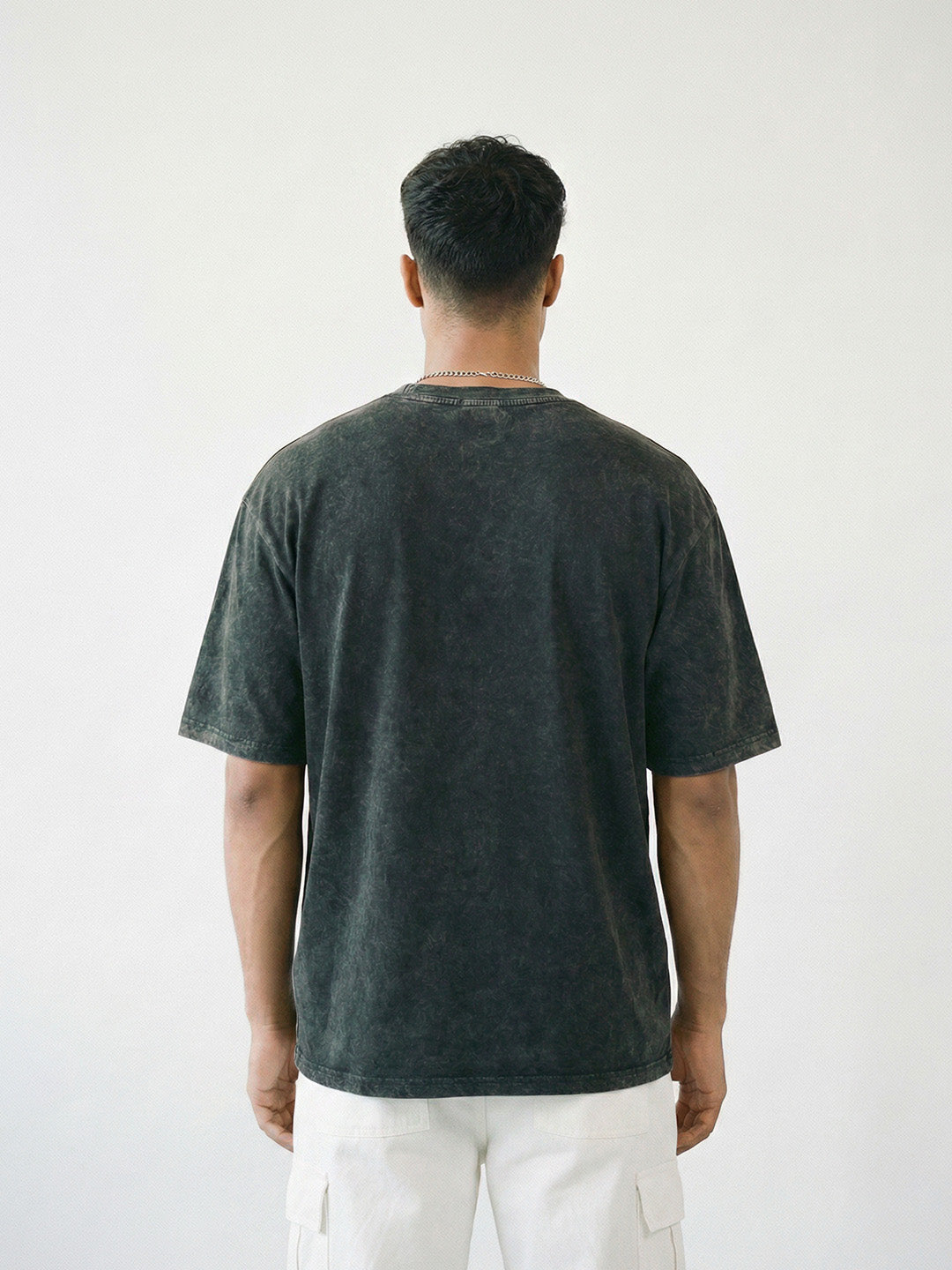 Racing Acid Wash Graphic Printed Oversized T-Shirt - Black