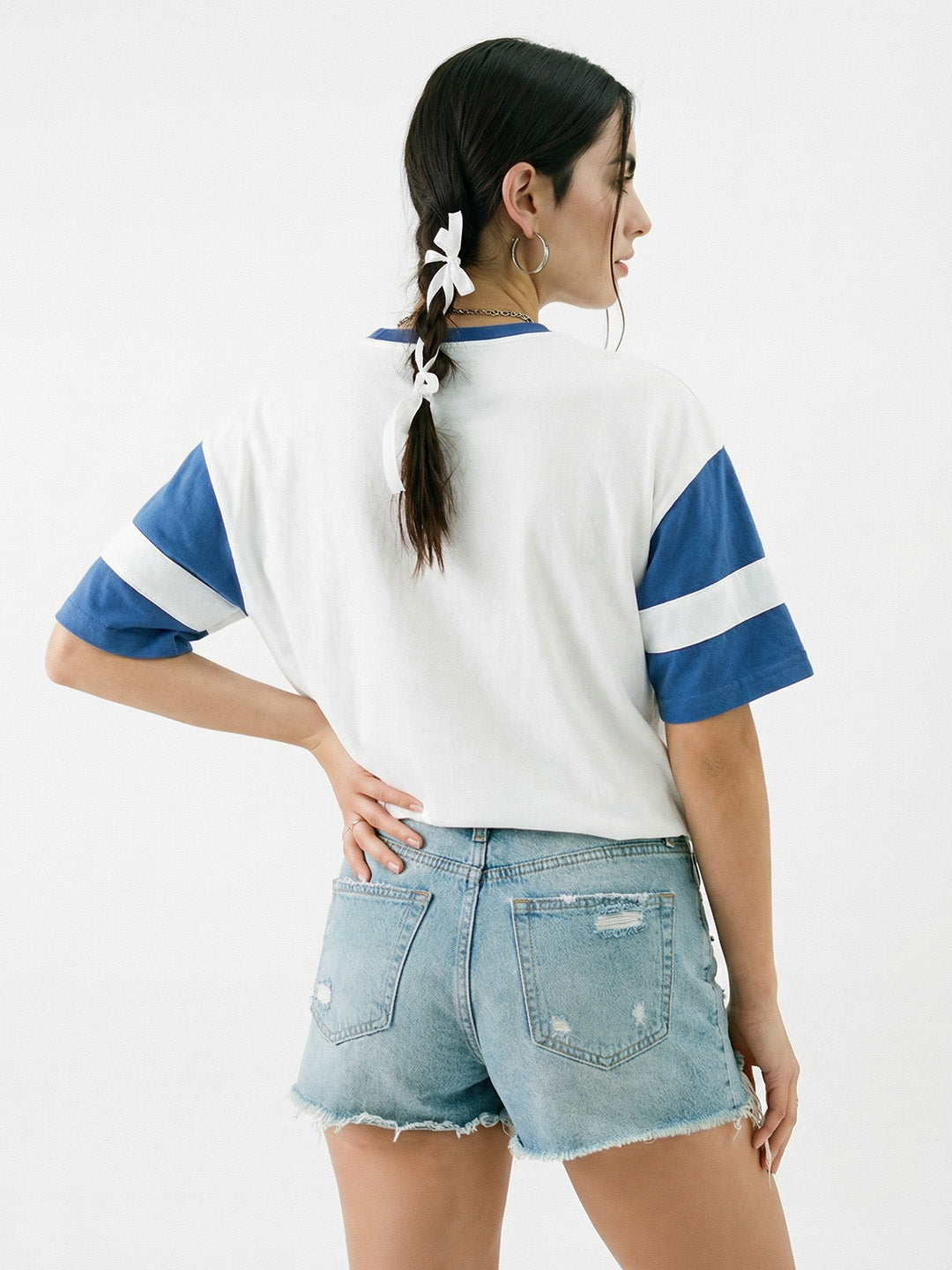 Old Fashioned Women's Oversized T-Shirt - White/Royal Blue