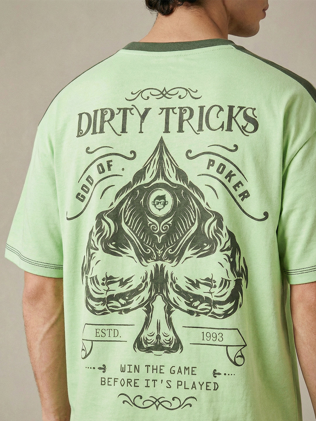Ace it Up Oversized T-Shirt - Pista Green & Olive Green – Crazymonk