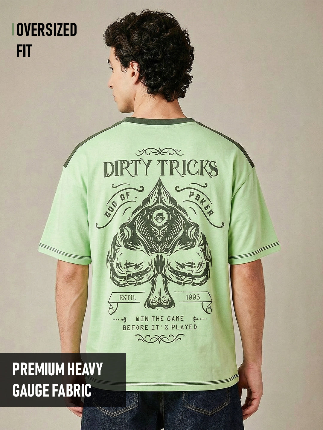 Ace it Up Oversized T-Shirt - Pista Green & Olive Green – Crazymonk