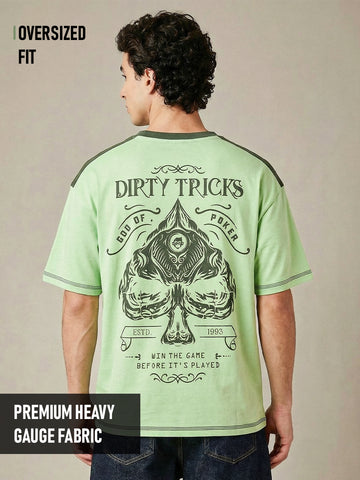 Ace it Up Oversized T-Shirt - Pista Green & Olive Green