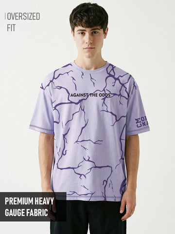 Against the Odds Graphic Printed Oversized T-Shirt - Lilac