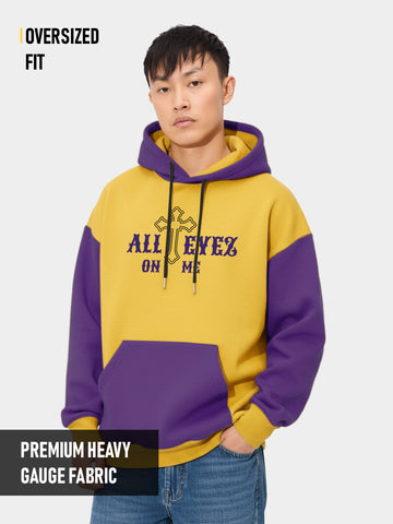 All Eyes on Me Oversized Hoodie - Yellow & Purple