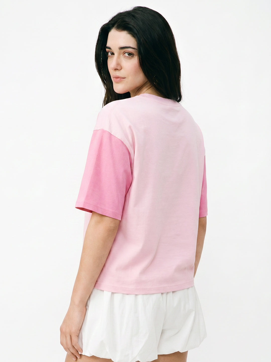 Amour Women Oversized T-Shirt - Pink & Light Pink