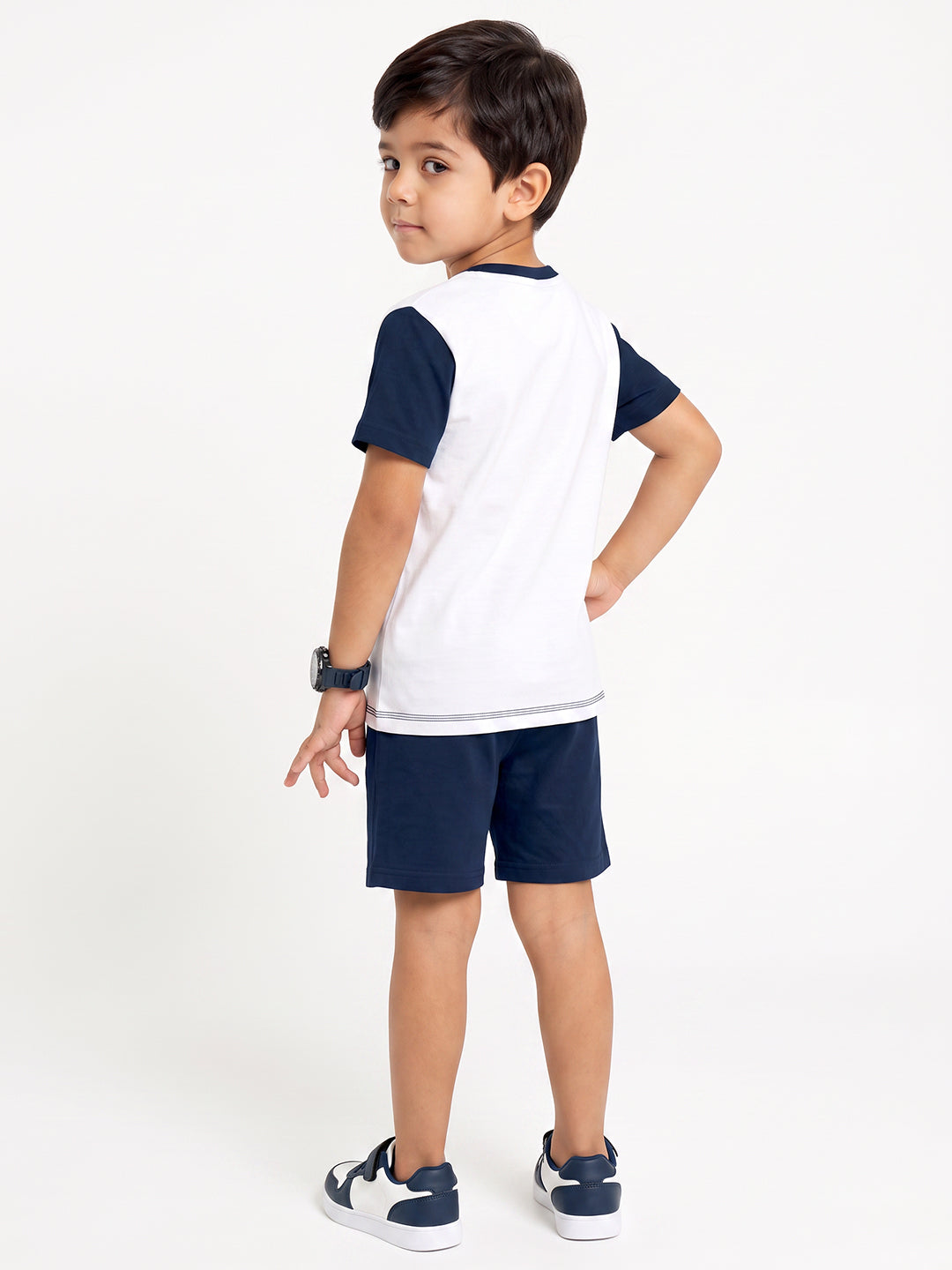 Kids - Anchored in Adventure White Navy Top & Navy Blue Bottom Set
