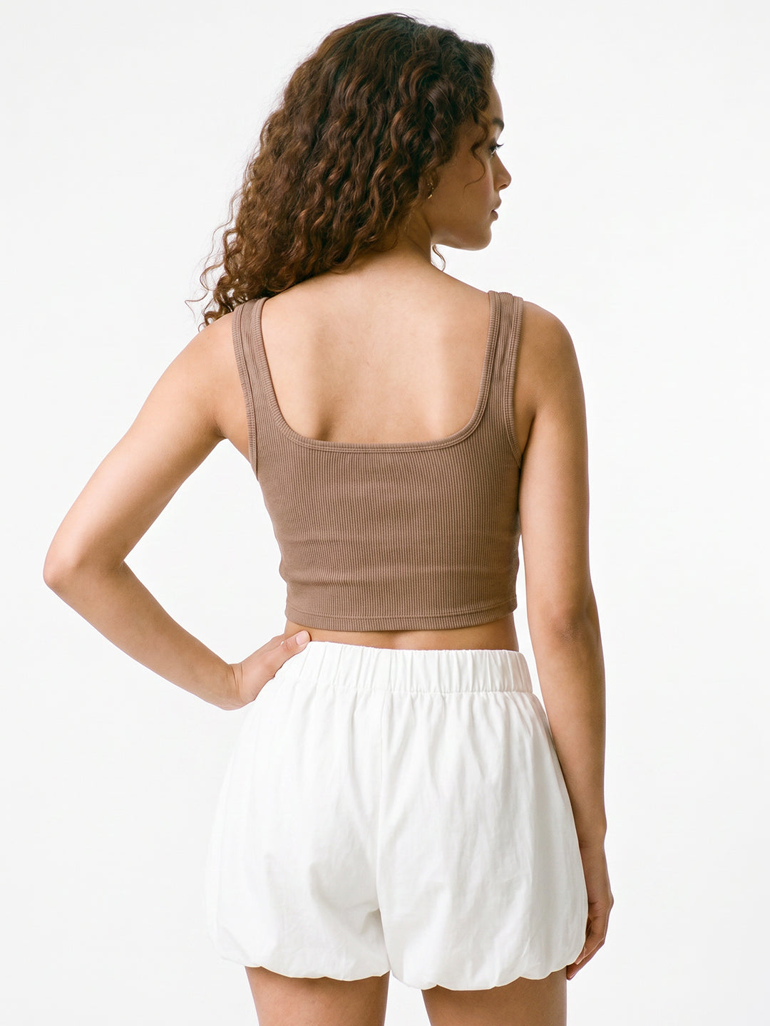 Women's Plain Crop Top - Ash Brown