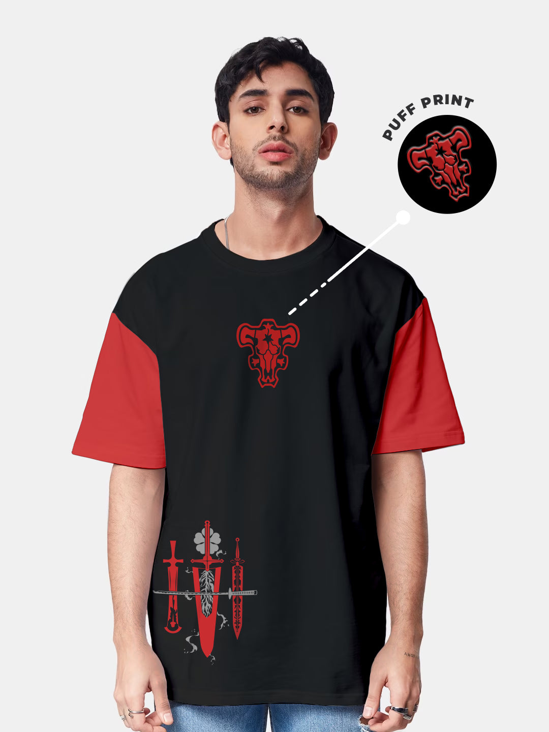 Asta Black Clover Oversized T-Shirt - Multi Color