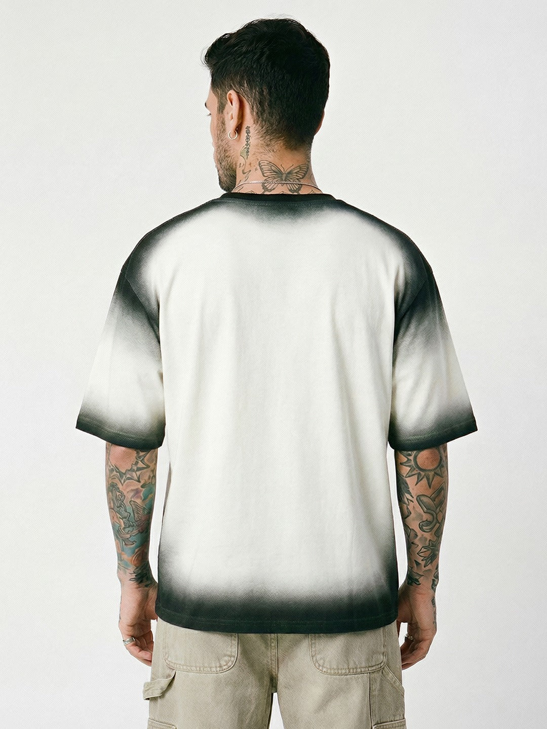 Obsidian Haze Spray Effect Oversized T-Shirt - Off White