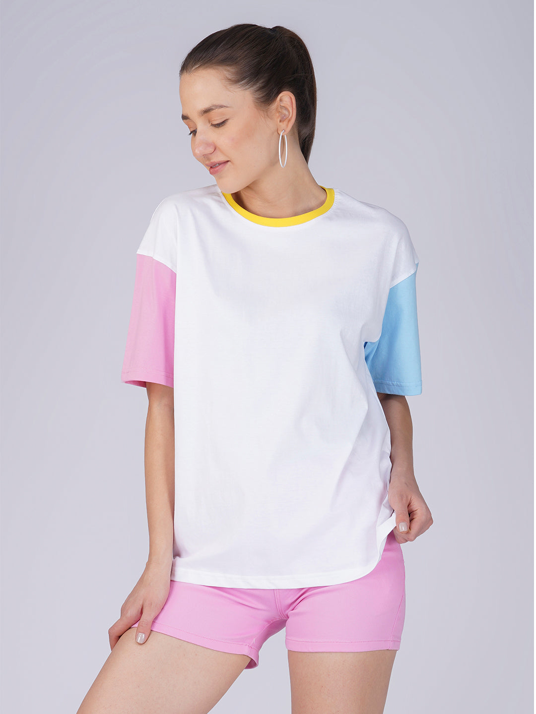 Plain Baby Bubble White Women Oversized T-Shirt