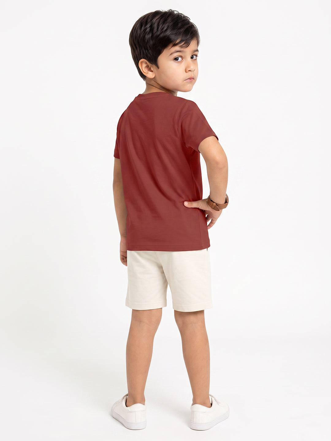 Kids - Back to Nature Maroon Top & Off White Bottom Set