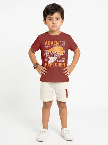 Kids - Back to Nature Maroon Top & Off White Bottom Set