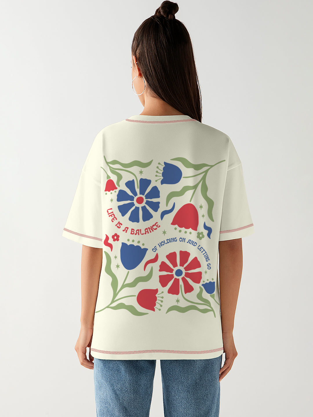 Balance Your Life Women Oversized T-Shirt - Multi Color