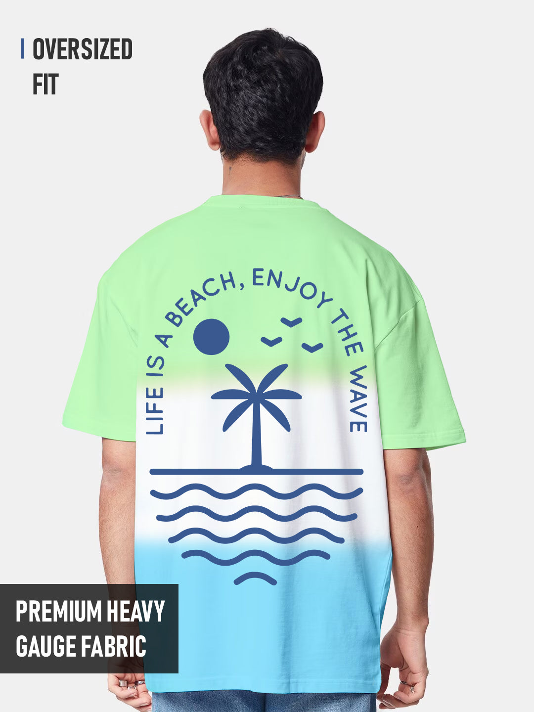 Beach Life Graphic Printed Oversized T-Shirt - Tiedye