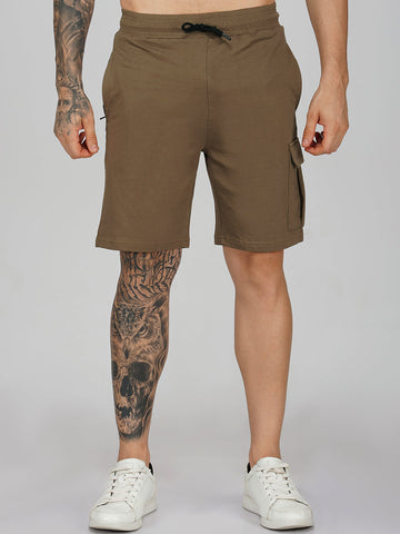 Beige Plain Shorts